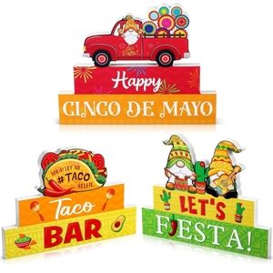 Cinco De Mayo Mexican Fiesta Wooden Centerpieces Table Signs Decor New in Box